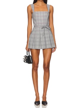 mercy skort romper in business plaid