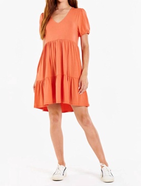 maude puff sleeve dress in canyon