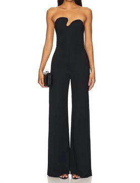 strapless puzzle jumpsuit in black
