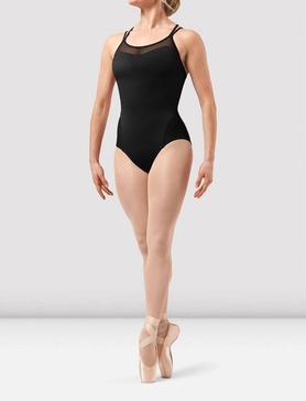 ladies willow lace print camisole leotard in black