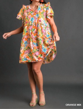 touch the ground dress in orange mix