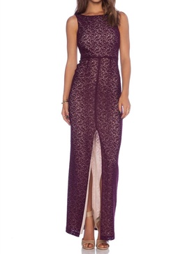 gemma lace long mermaid dress in kir royale