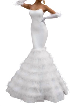 figure-hugging mermaid style dress in ivory