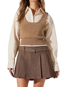 guinevere layered sweater in brown combo