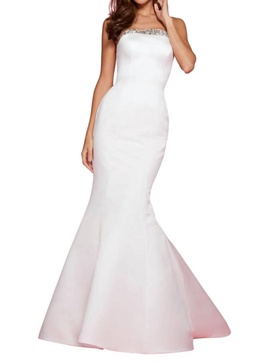 embellished strapless prom dress in ivory