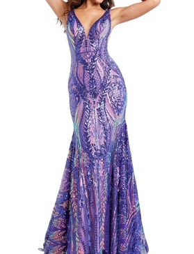 sequin mermaid gown in purple
