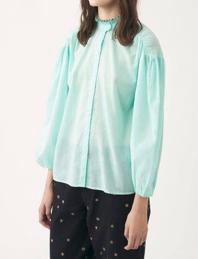 cotton voile anna blouse in aqua