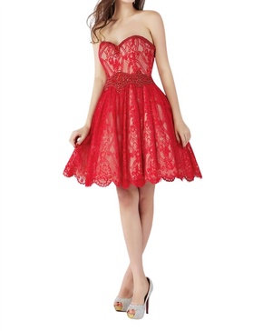short prom dress in hot red