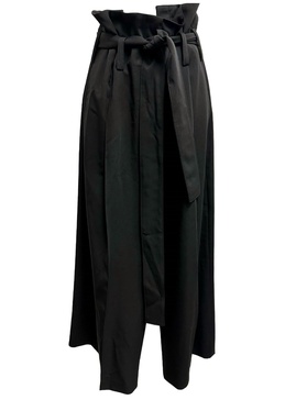women's harley pleated pant with tie waist in black