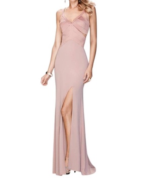jersey prom dress in blush