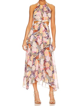 waverly dress in midnight/rose multi