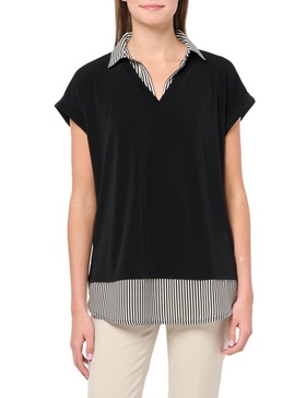 Adrianna Papell Women's Solid Knit Twofer with Printed Woven Combo