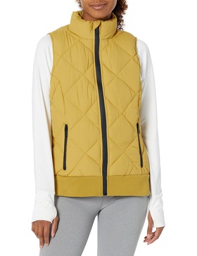 Andrew Marc Women's Straight-Zip Vest, Olive Oil, X-Large