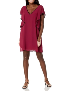 BCBGeneration Women's Turned Ruffle Tent Dress, Garnet, S