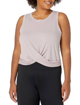 Amazon Essentials Women's Soft Cotton Knot Front Cropped Yoga Tank (Available in Plus Size) (Previously Core 10)