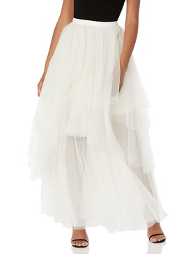 BCBGMAXAZRIA Women's Tiered Ruffle a Line Maxi Skirt
