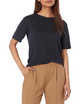 Vince Women's Linen S/S Relaxed Crew