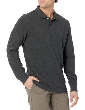 Amazon Essentials Long-Sleeve Polo Shirt for Men, Slim Fit Pique