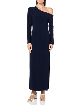 Norma Kamali Women's Long Sleeve Drop Shoulder Side Slit Gown