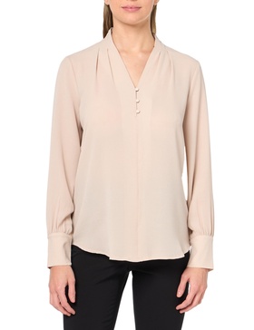 Adrianna Papell Women's Solid Long Sleeve Blouse