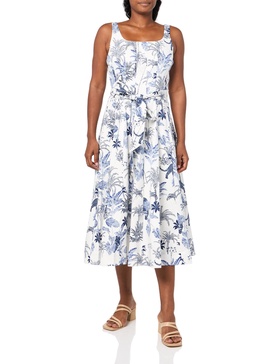 Anne Klein Womens Corset Seamed Crinkled Fit & Flare Dress
