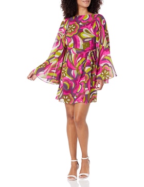 Trina Turk Women's Printed Dress with Dramatic Sleeves