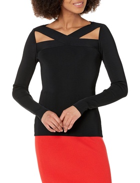 BCBGMAXAZRIA Women's Long Sleeve Bodycon Cut Out Sweater