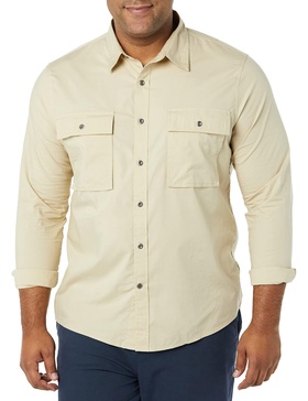 Amazon Essentials Men's Slim-Fit Long-Sleeve Two-Pocket Utility Shirt (Previously Goodthreads)