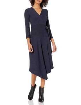 Sam Edelman Women's Belted Asymmetrical Faux Wrap Dress