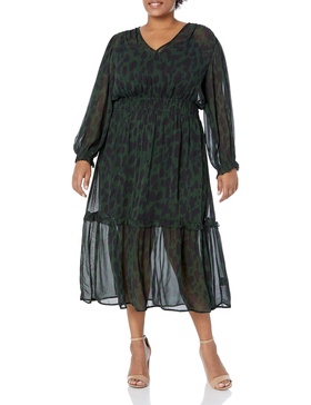 Velvet by Graham & Spencer Women's Kendra Long Sleeve Tiered Midi Dress