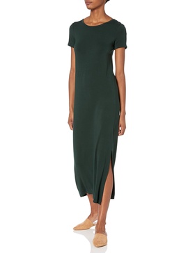 Amazon Essentials Women's Jersey Standard-Fit Short-Sleeve Crewneck Side Slit Maxi Dress (Previously Daily Ritual)