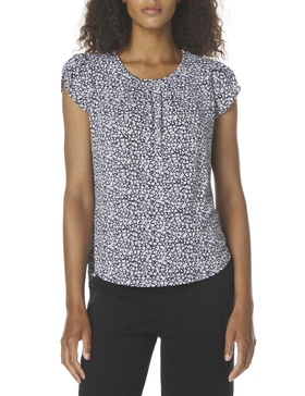 Adrianna Papell Women's Printed Petal Sleeve Knit Top