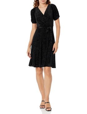 DKNY womens Knot Sleeve Fit and Flare Dress