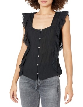 Jessica Simpson Women's Allan Sleeveless Ruffled Button Front Blouse