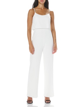 Adrianna Papell Womens Crepe Chain Strap Jumpsuit