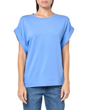 Majestic Filatures Women's French Terry S/S Crewneck with Rolled Cuff