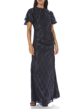 Shoshanna Women's Midnight Diamond Lurex Chiffon Prisma Dress