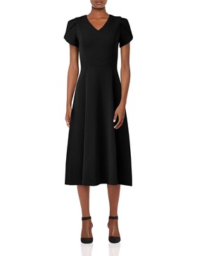 Calvin Klein Women's Tulip Sleeve A-line Midi Dress