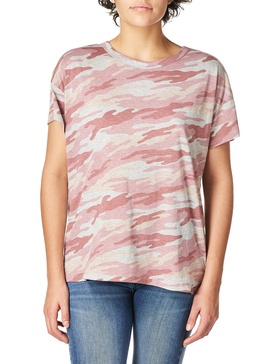 Andrew Marc Women's Short Sleeve Vintage Printed Boxy Tee Shirt