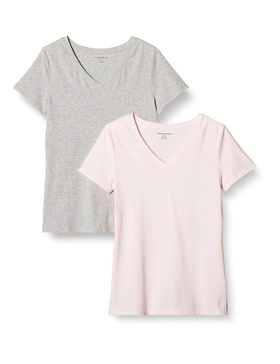 Amazon Essentials Women's Classic-Fit Short-Sleeve V-Neck T-Shirt, Multipacks