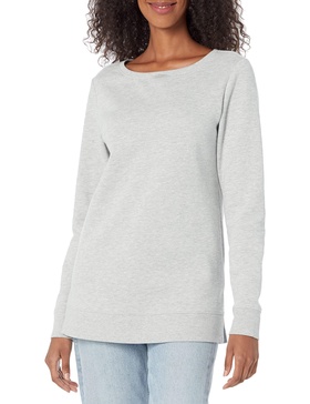 Amazon Essentials Women's Open-Neck Fleece Tunic Sweatshirt