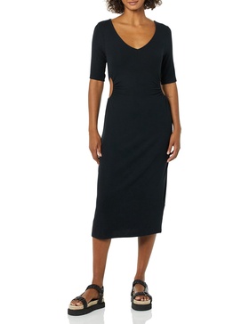Amazon Essentials Women's Fine Rib Side Cut-Out Dress (Previously Daily Ritual)