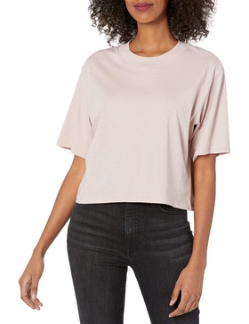 The Drop Women's Sydney Short-sleeve Cropped Crew Neck T-shirt, Ice pink, 3X, Plus Size