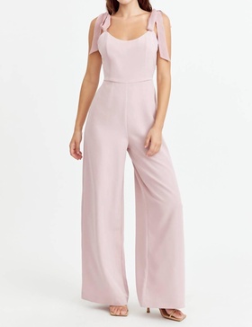 gia ribbon strap jumpsuit in mellow rose