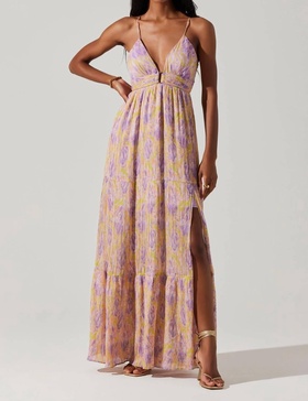 mianri dress in purple lime floral