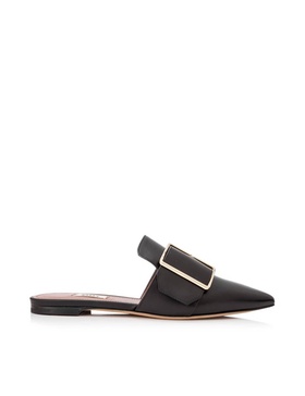 hamelin women's 6221172 black leather buckled mules