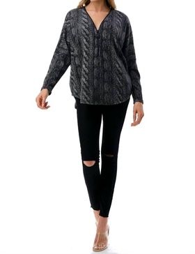 faux cable zipper top in black