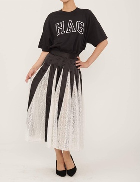 freya skirt in black w/ lace