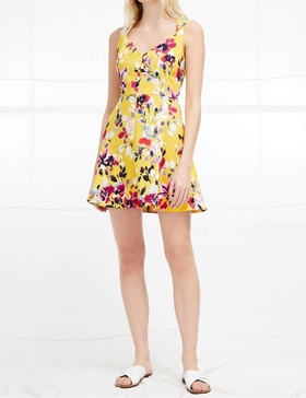 floral print mini dress in yellow