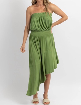 willow ayanna asymmetric midi dress in green